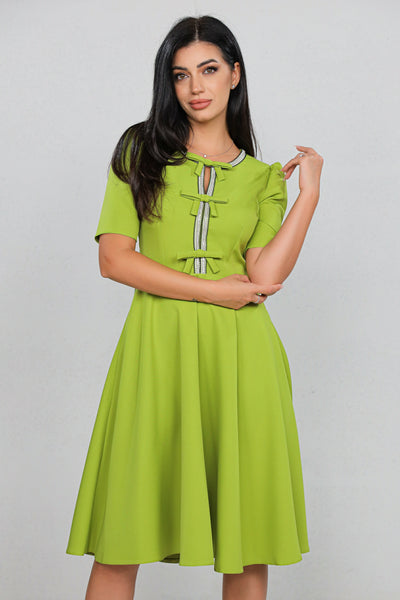 Rochie MBG Fistic cu Mânecă Scurtă și Bandă Stilizată