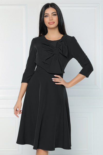 Rochie MBG neagra cu funda maxi pe bust