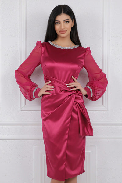 Rochie MBG magenta cu maneci din organza