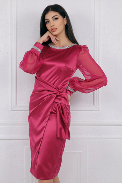 Rochie MBG magenta cu maneci din organza