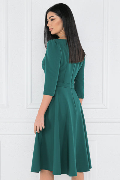 Rochie MBG verde cu floare maxi pe umăr