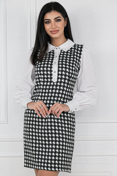 Rochie MBG office picior cocos si maneci albe din poplin