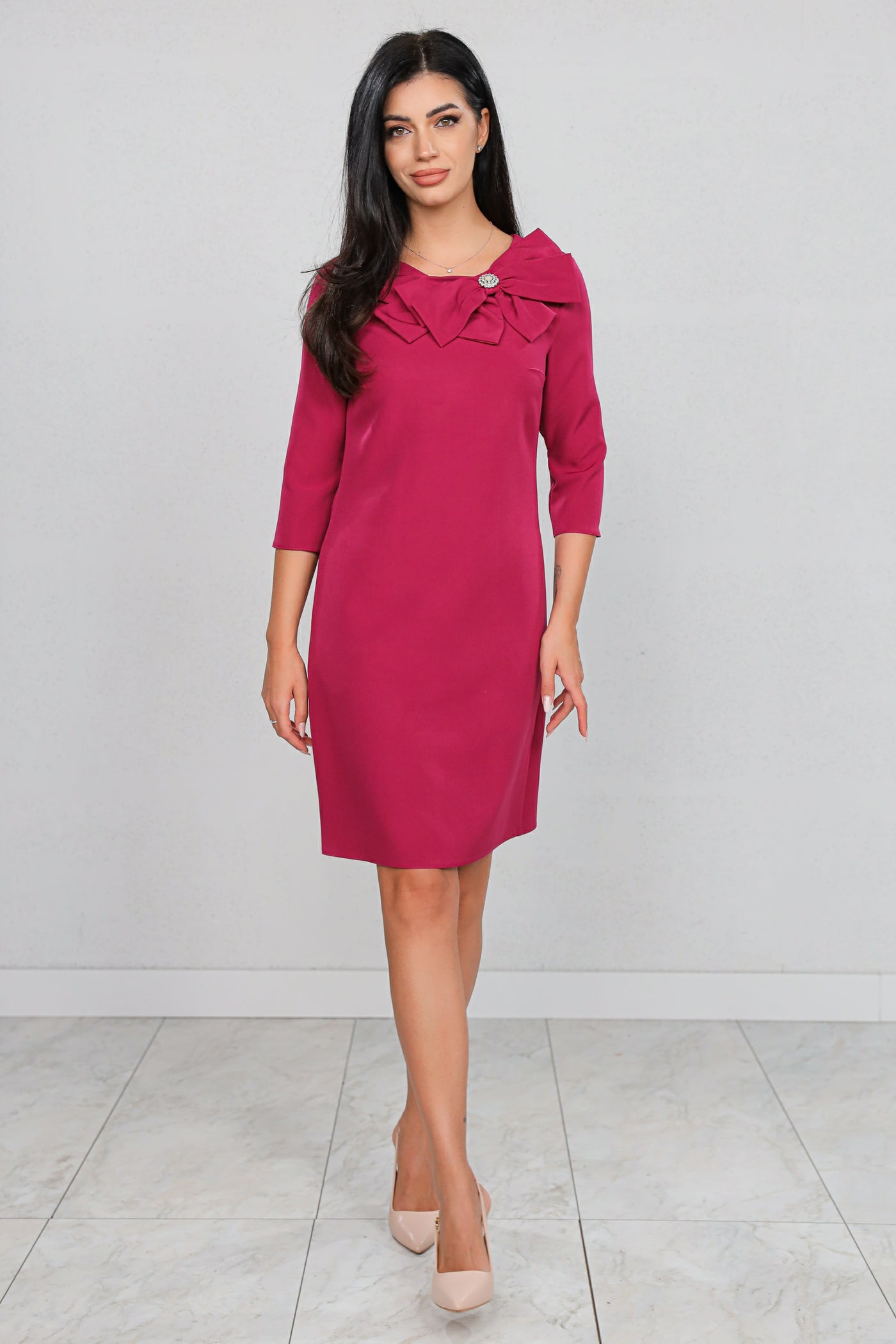 Rochie MBG Magenta cu Funda Maxi Aplicată Manual