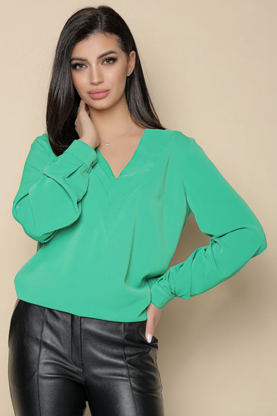 Bluza MBG verde cu decolteu stilizat