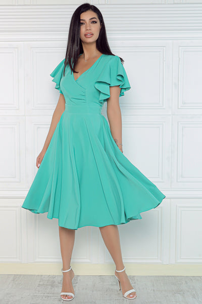 Rochie MBG menta cu maneca fluture