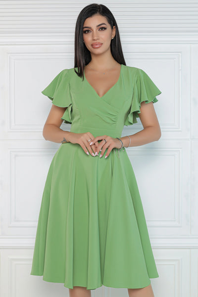 Rochie MBG olive cu maneca fluture