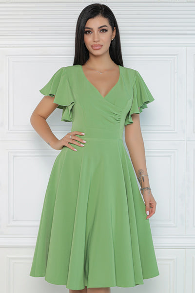 Rochie MBG olive cu maneca fluture