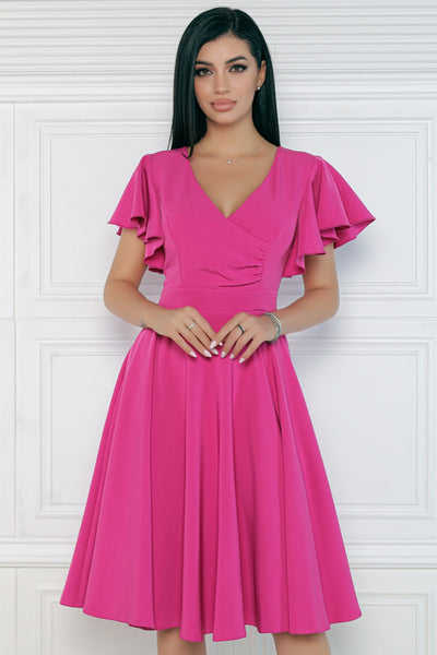 Rochie MBG fuchsia cu maneca fluture