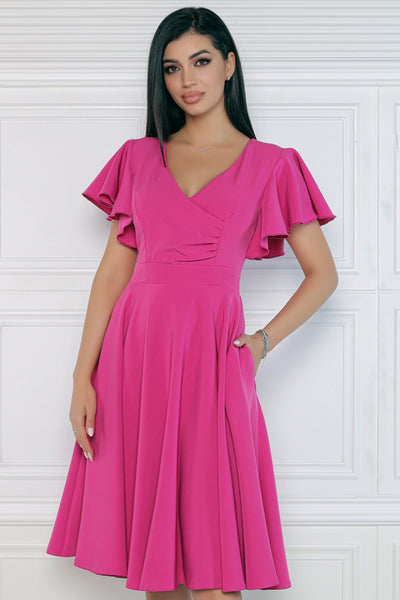 Rochie MBG fuchsia cu maneca fluture