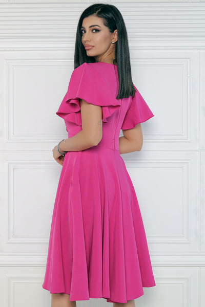 Rochie MBG fuchsia cu maneca fluture