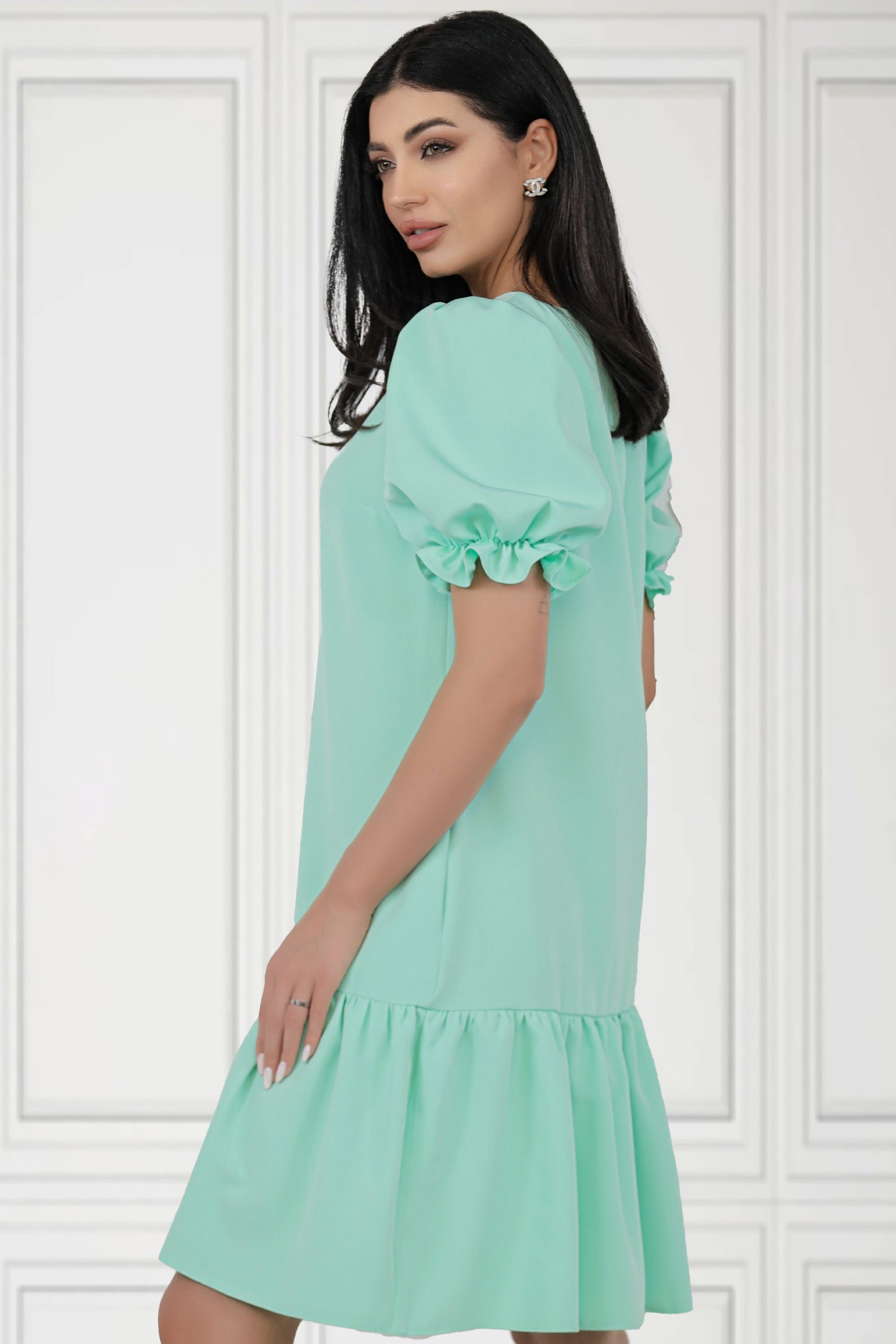 Rochie MBG mint cu volan la baza