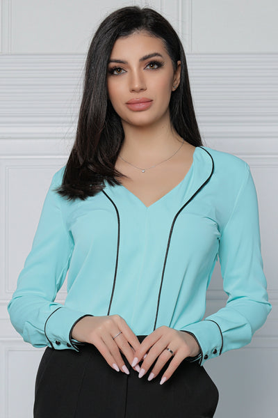 Bluza MBG turquoise cu vipusca neagra