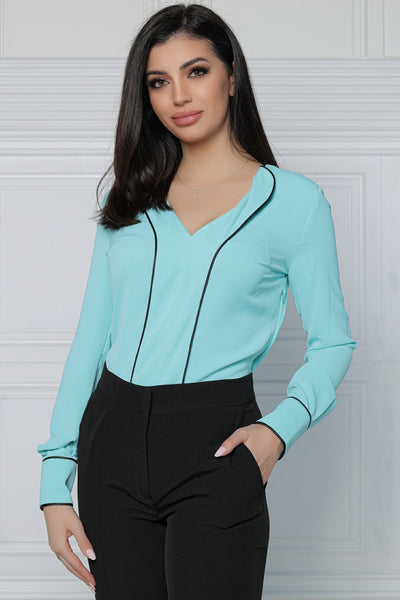 Bluza MBG turquoise cu vipusca neagra