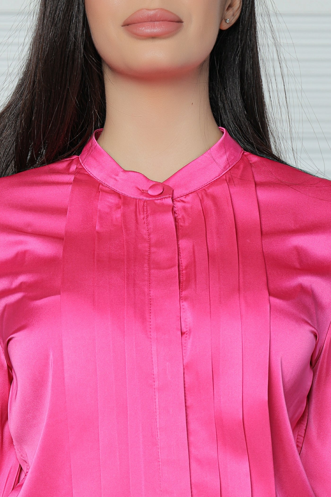 Camasa MBG fuchsia cu pliuri pe bust