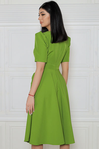 Rochie MBG olive cu fundite la buzunare