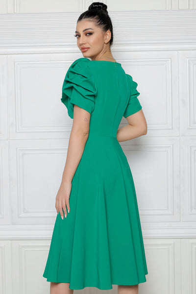 Rochie MBG verde cu floare aplicata manual