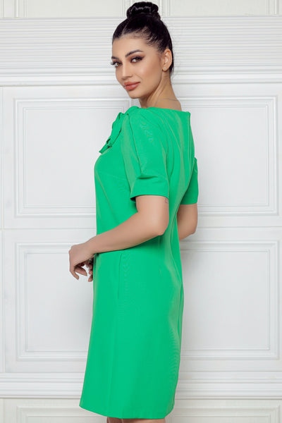 Rochie MBG verde cu flori 3D pe umar