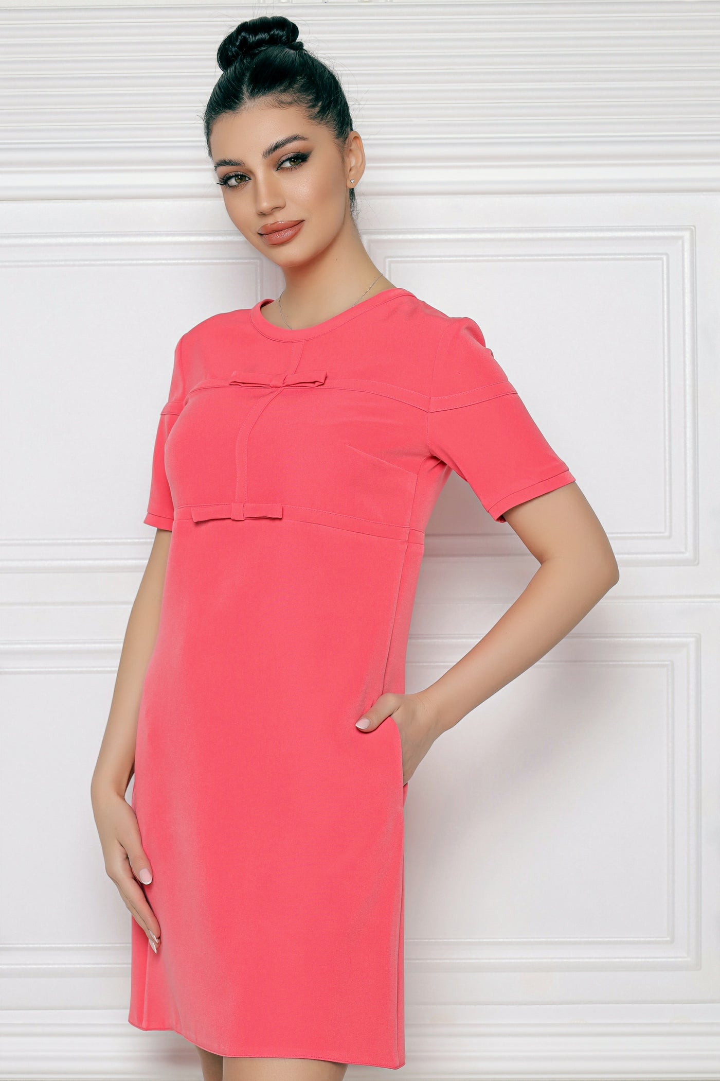 Rochie MBG somon cu fundite pe bust