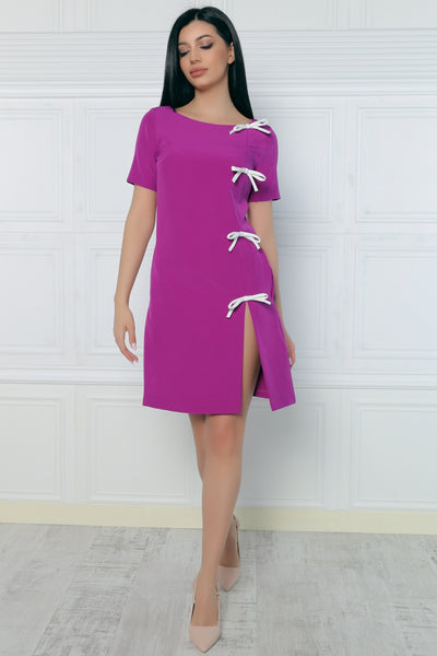 Rochie MBG magenta cu fundite albe