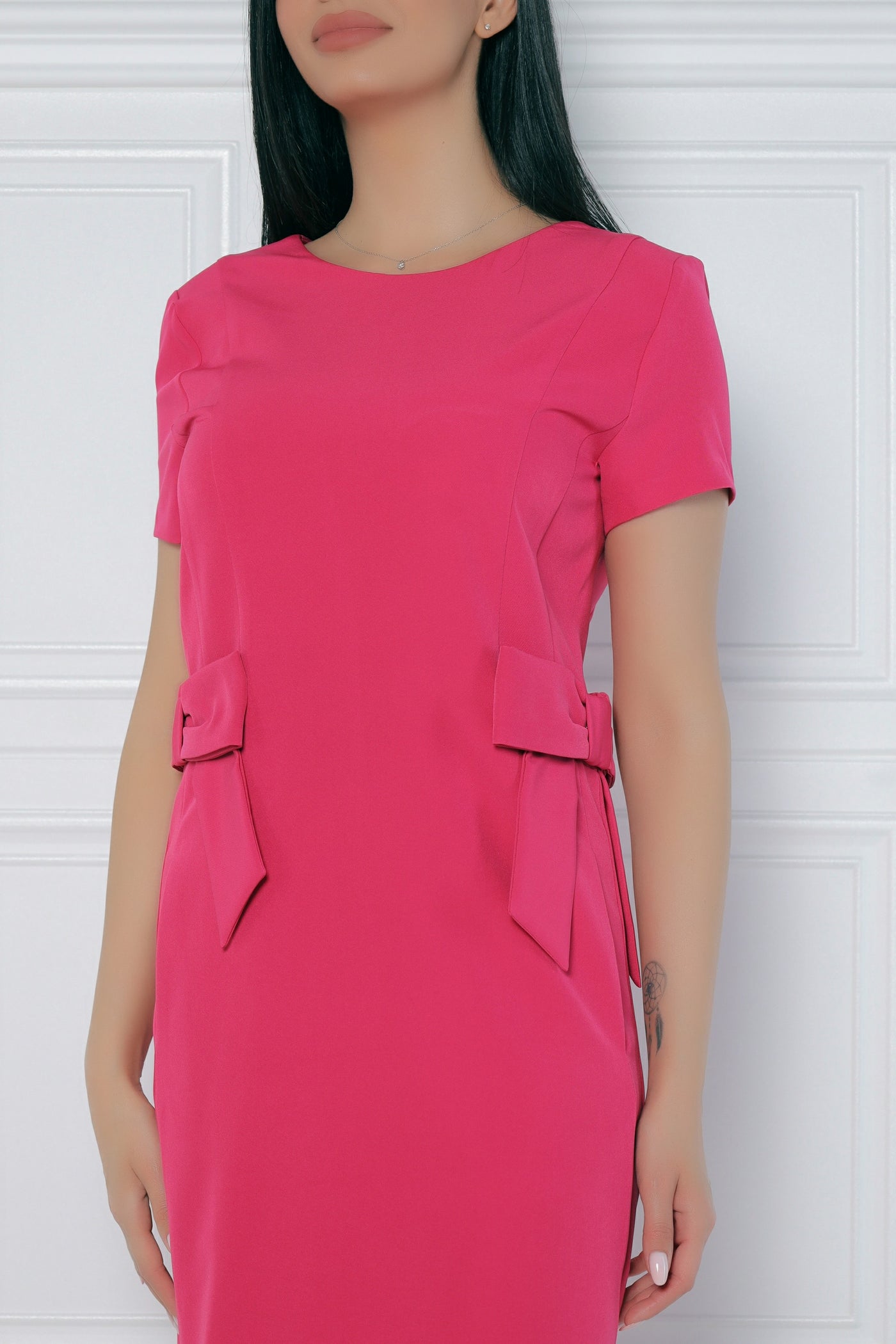 Rochie MBG fuchsia cu funda pe lateral