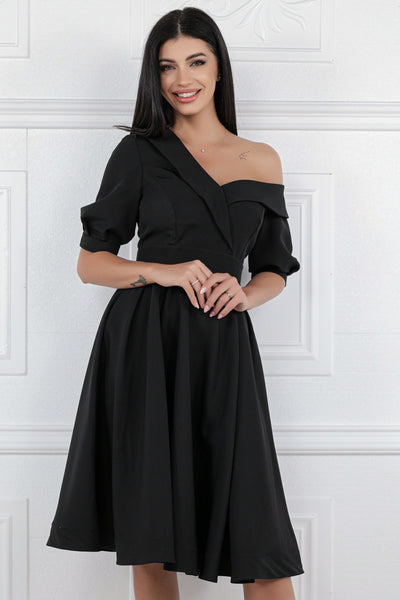 Rochie MBG neagra cu umar picat