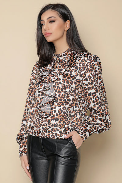 Bluza MBG alba cu animal print si jabou