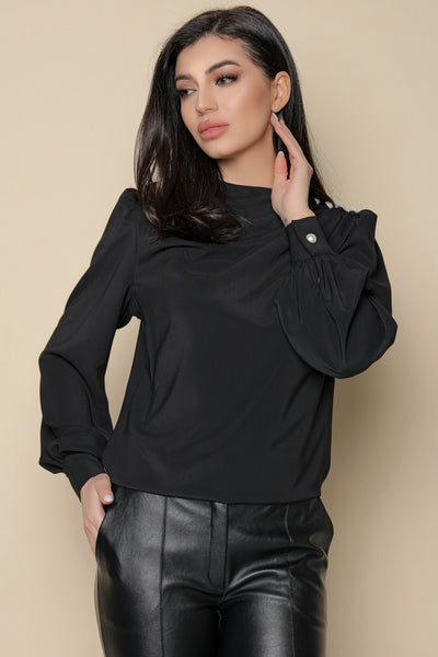 Bluza MBG neagra cu nasturi pe umăr