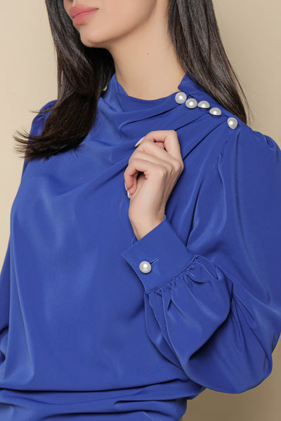 Bluza MBG albastra cu nasturi pe umăr