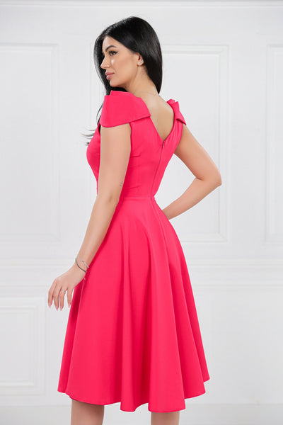 Rochie MBG corai clos cu maneca din falduri