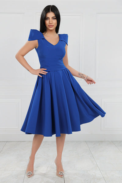 Rochie MBG albastra clos cu maneca din falduri