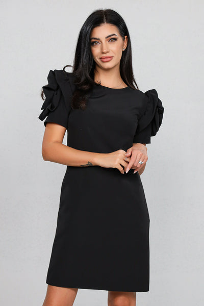 Rochie MBG neagra cu trandafir pe maneci