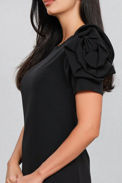 Rochie MBG neagra cu trandafir pe maneci