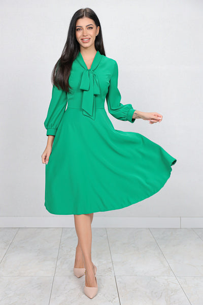 Rochie MBG verde cu guler tip esarfa