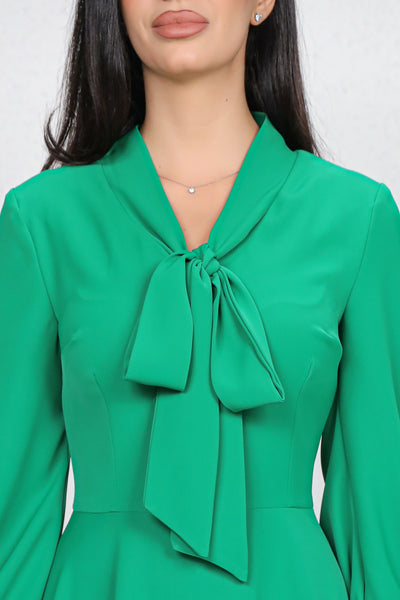 Rochie MBG verde cu guler tip esarfa