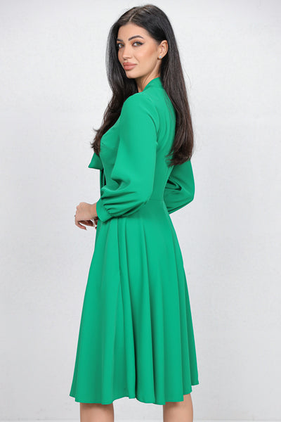 Rochie MBG verde cu guler tip esarfa