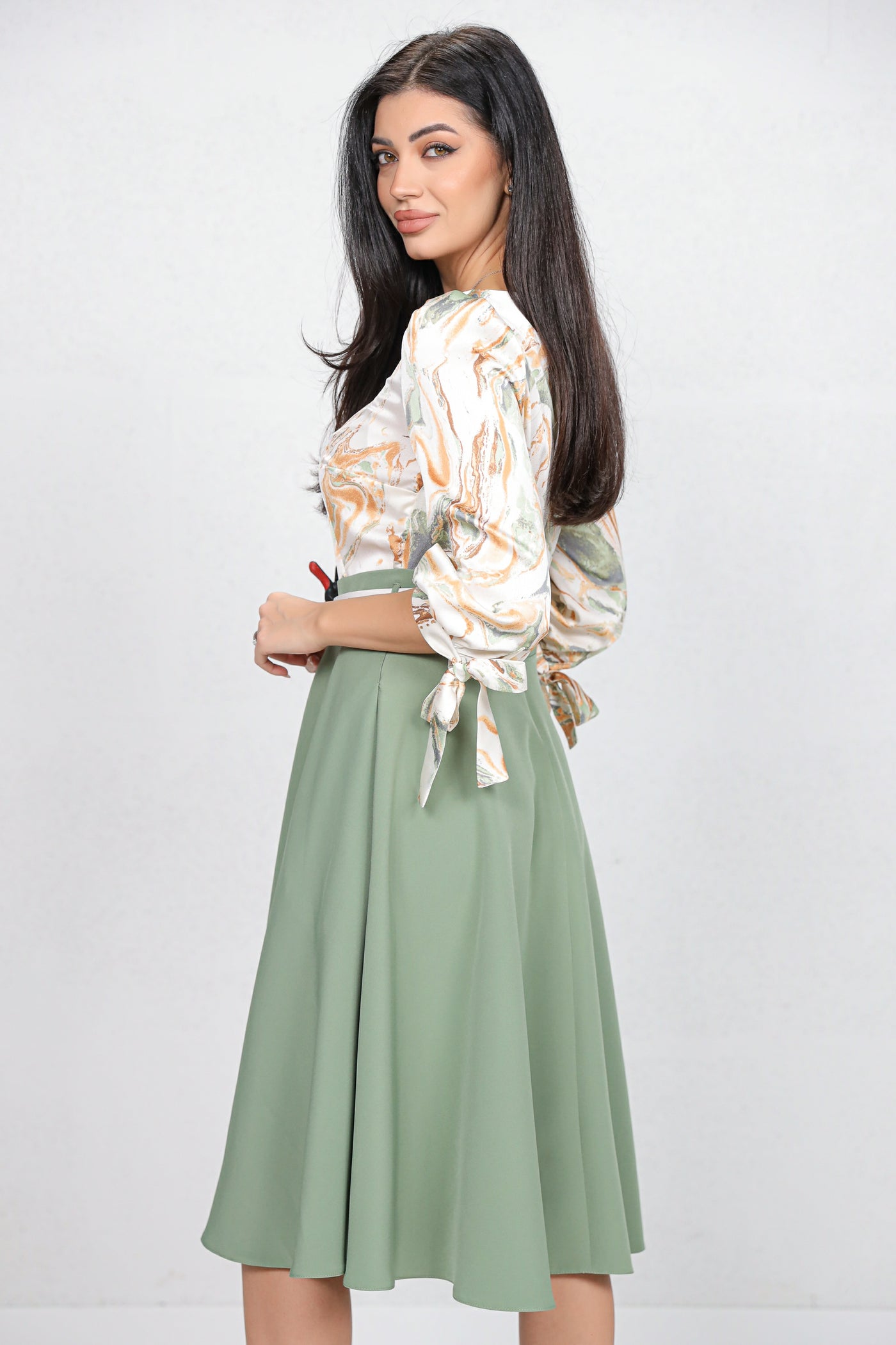 Rochie MBG vernil cu bust imprimat si curea detasabila