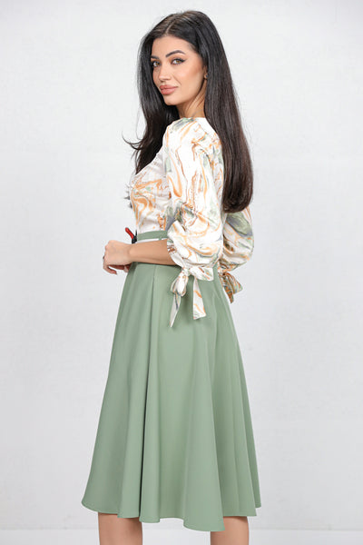 Rochie MBG vernil cu bust imprimat si curea detasabila