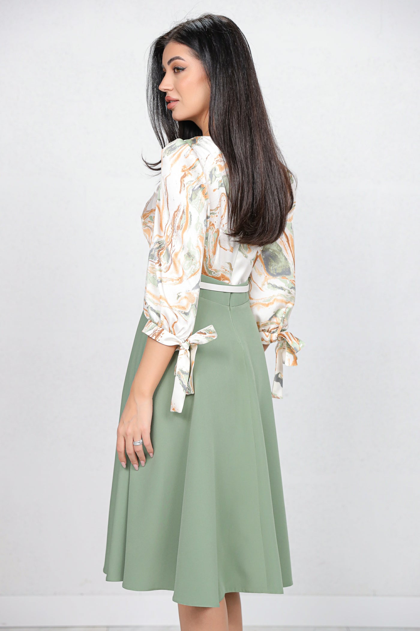 Rochie MBG vernil cu bust imprimat si curea detasabila