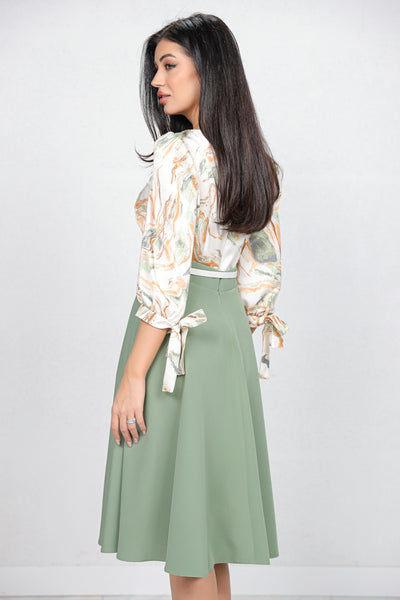 Rochie MBG vernil cu bust imprimat si curea detasabila