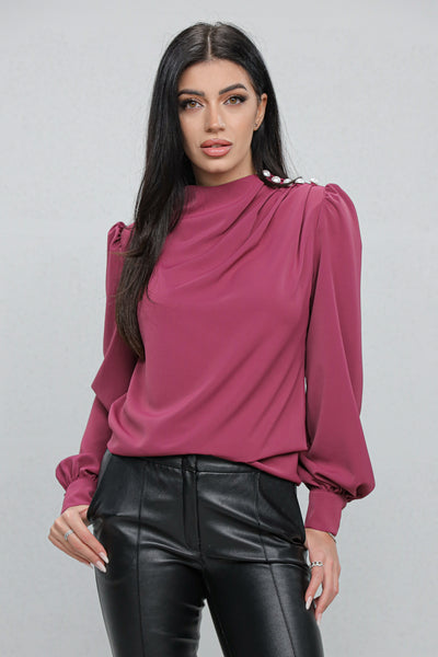 Bluza MBG pruna cu nasturi pe umăr