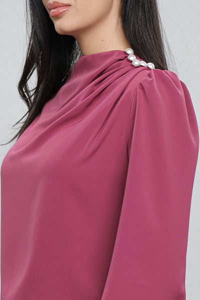 Bluza MBG pruna cu nasturi pe umăr