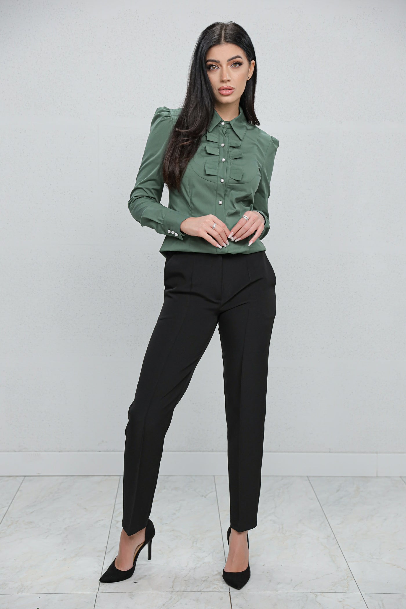 Pantaloni MBG negri office din stofa