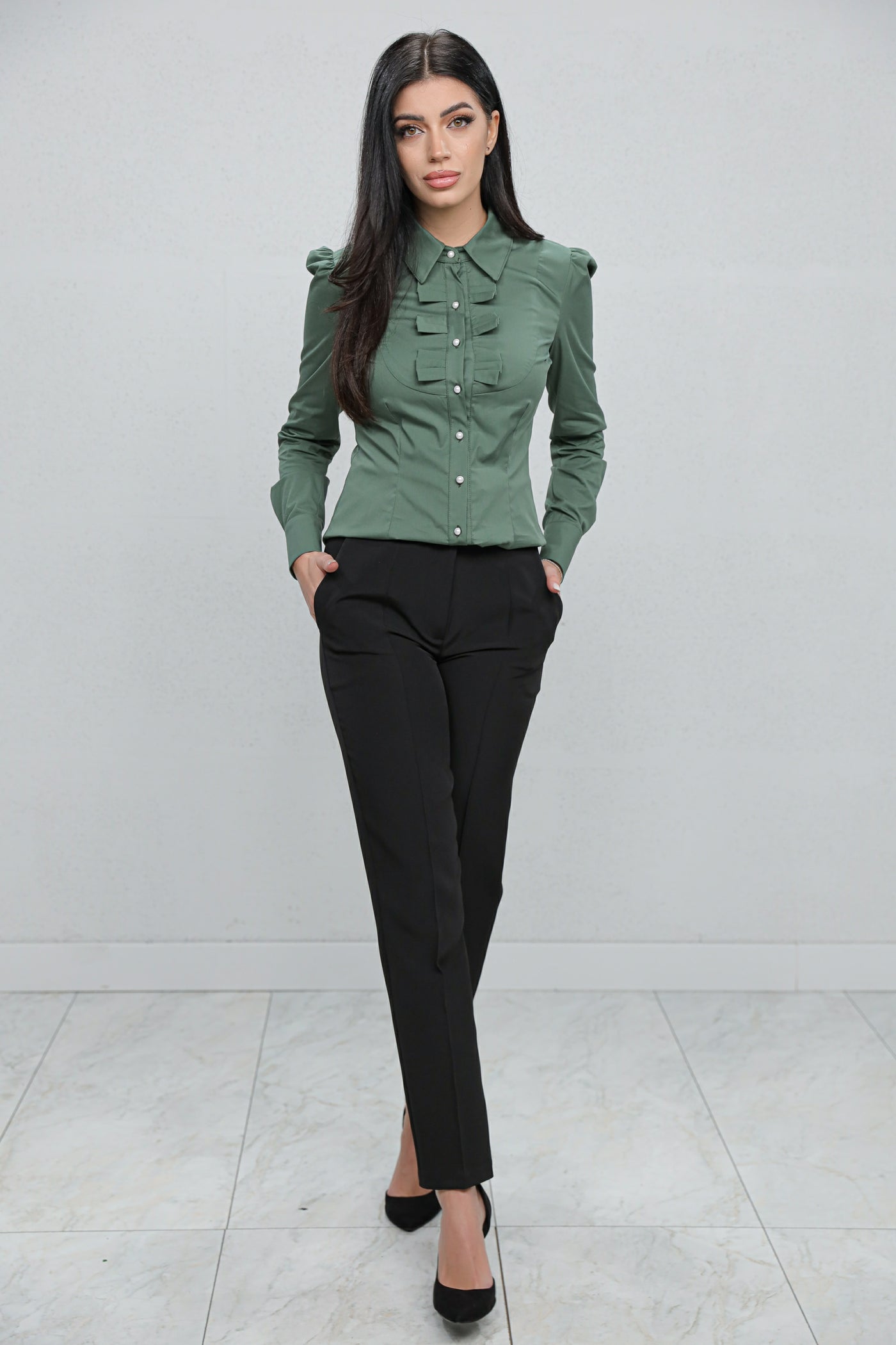 Pantaloni MBG negri office din stofa