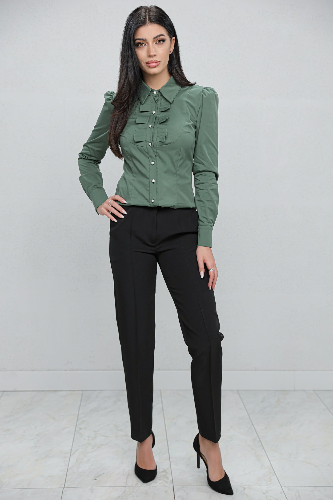 Pantaloni MBG negri office din stofa