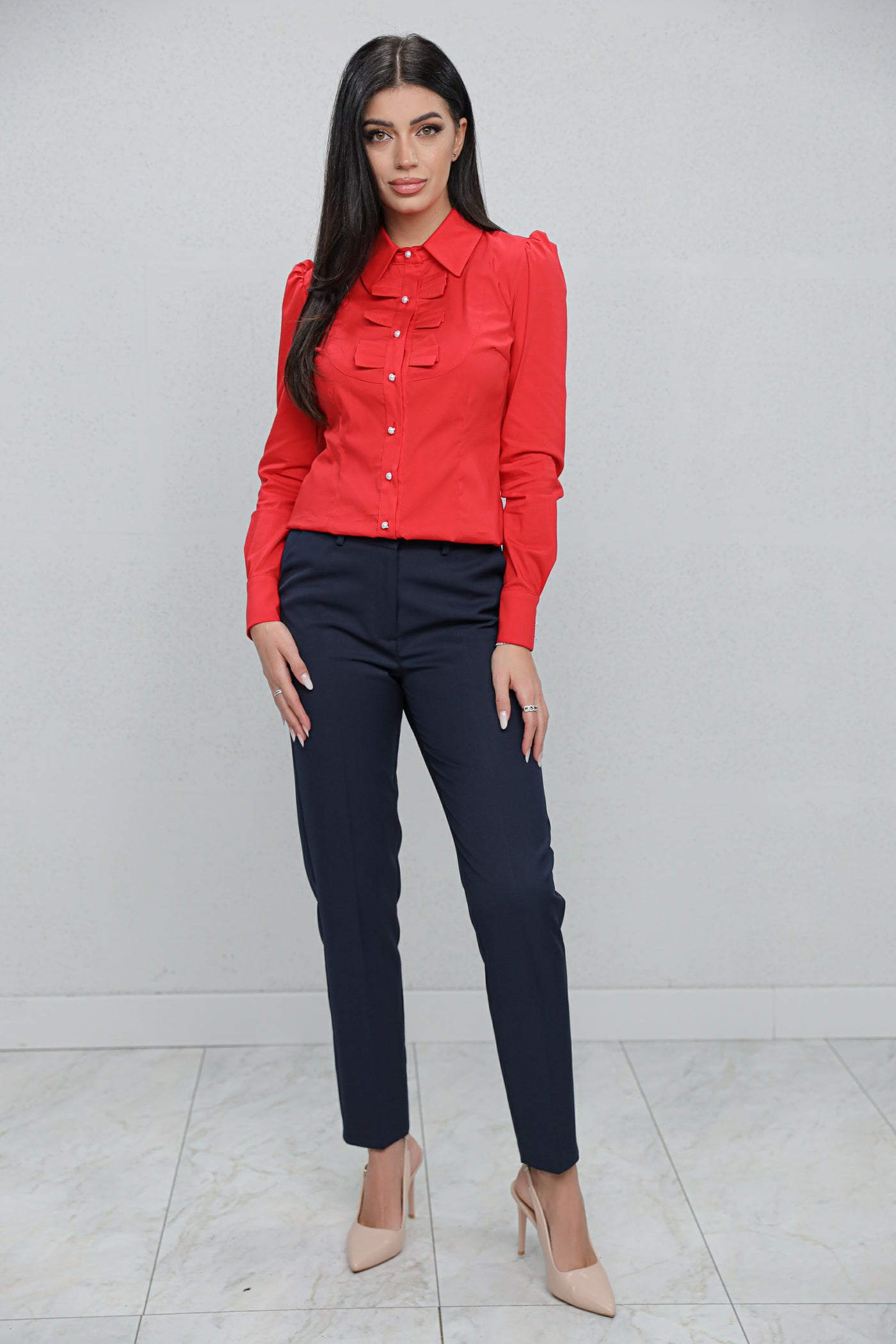 Camasa MBG rosie cu funde pe bust