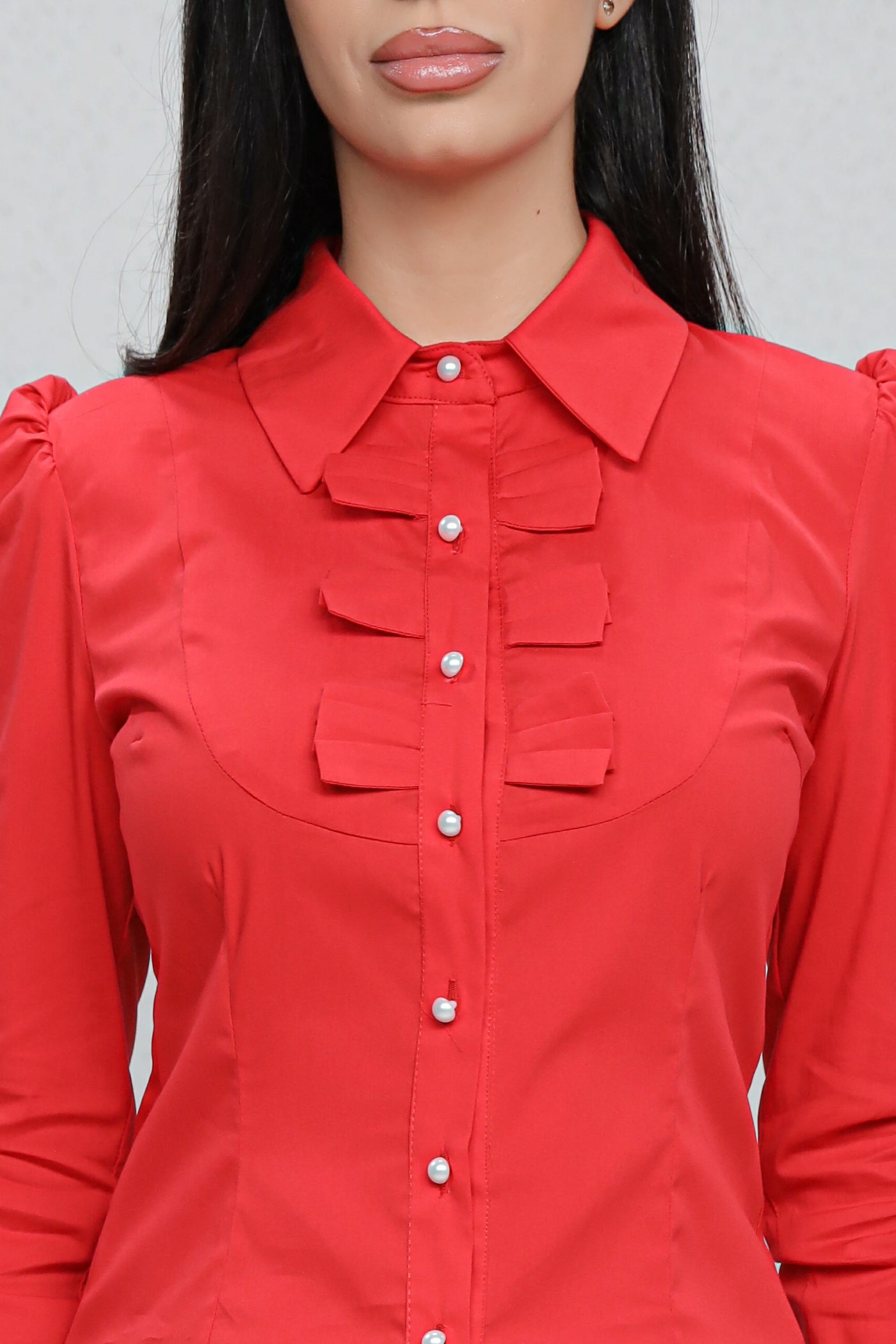 Camasa MBG rosie cu funde pe bust