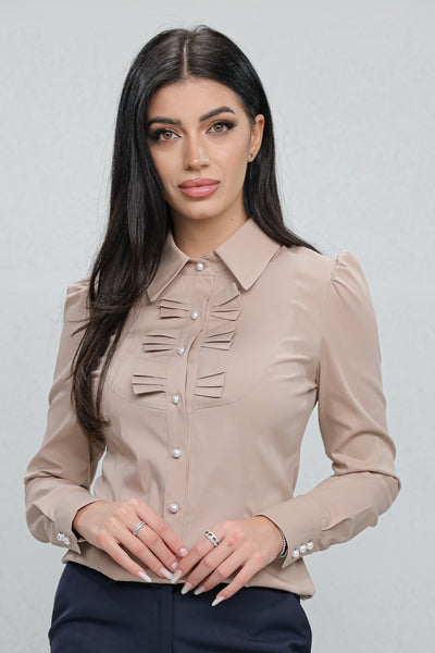 Camasa MBG bej cu funde pe bust