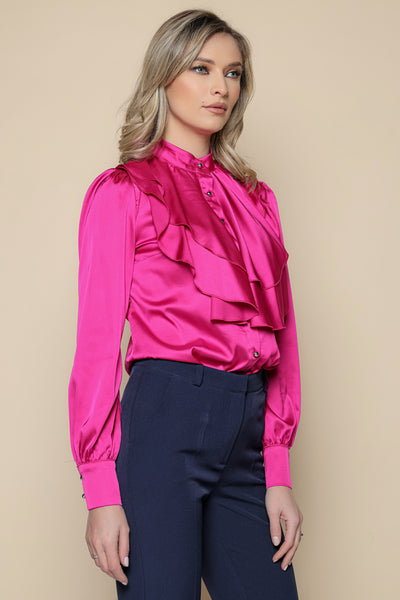 Camasa MBG fuchsia cu volane suprapuse 