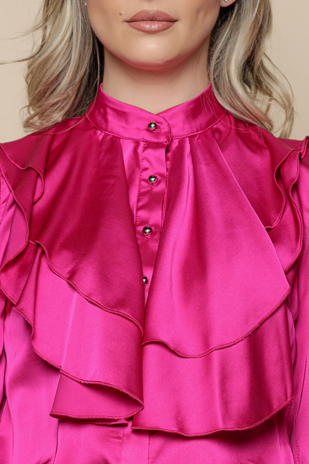 Camasa MBG fuchsia cu volane suprapuse 