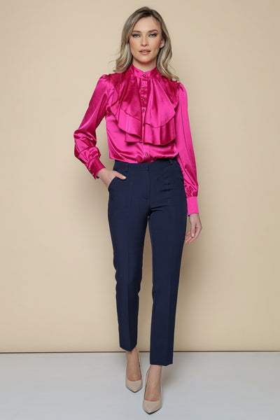 Camasa MBG fuchsia cu volane suprapuse 